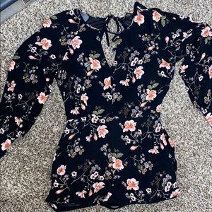 black and pink Floral romper